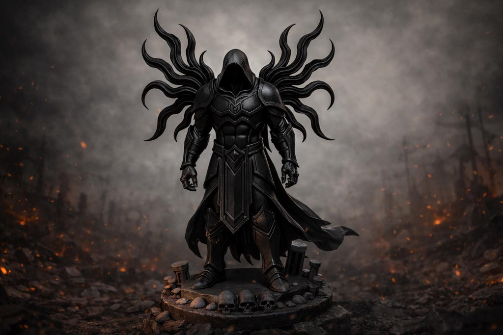 Dark Angel Figurine, DnD Miniature, Gothic Fantasy Statue, Shadow Warrior Sculpture