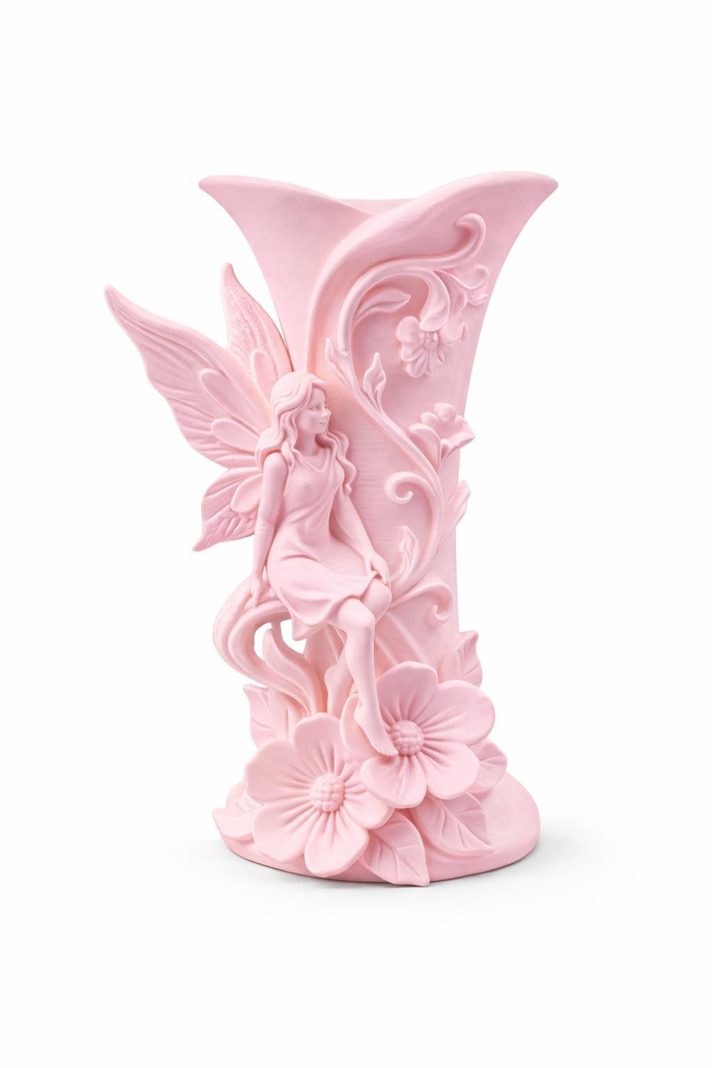 Fairy Sculpture Vase, Floral Fairy Decor, Cottagecore Fantasy Home Accent