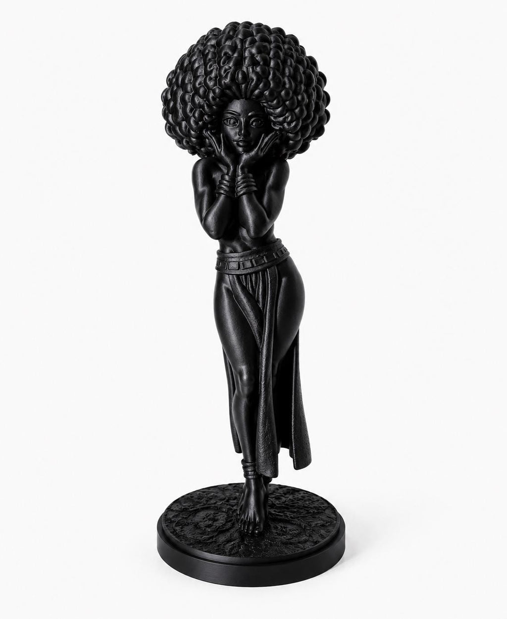 Afro Girl Statue, Modern Feminine Sculpture, Elegant Black Art Home Accent