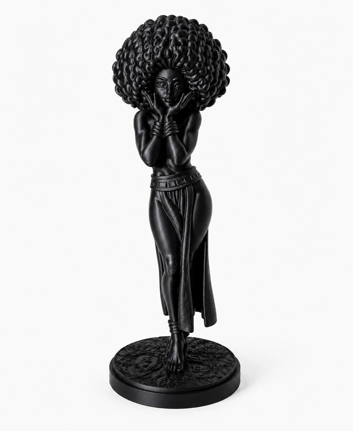 Afro Girl Statue, Modern Feminine Sculpture, Elegant Black Art Home Accent
