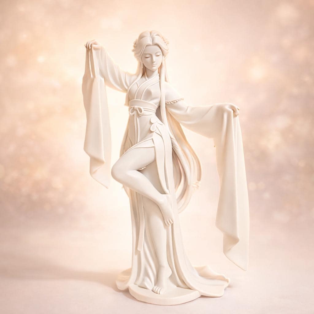 Water Sleeve Dance, Elegant Chinese Goddess Statue, Anime Inspired Sculpture, Zen Decor