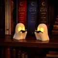 Ghost Tealight Holder, Reading Ghost Lamp, Cozy Halloween Decor, Book Lover Gift