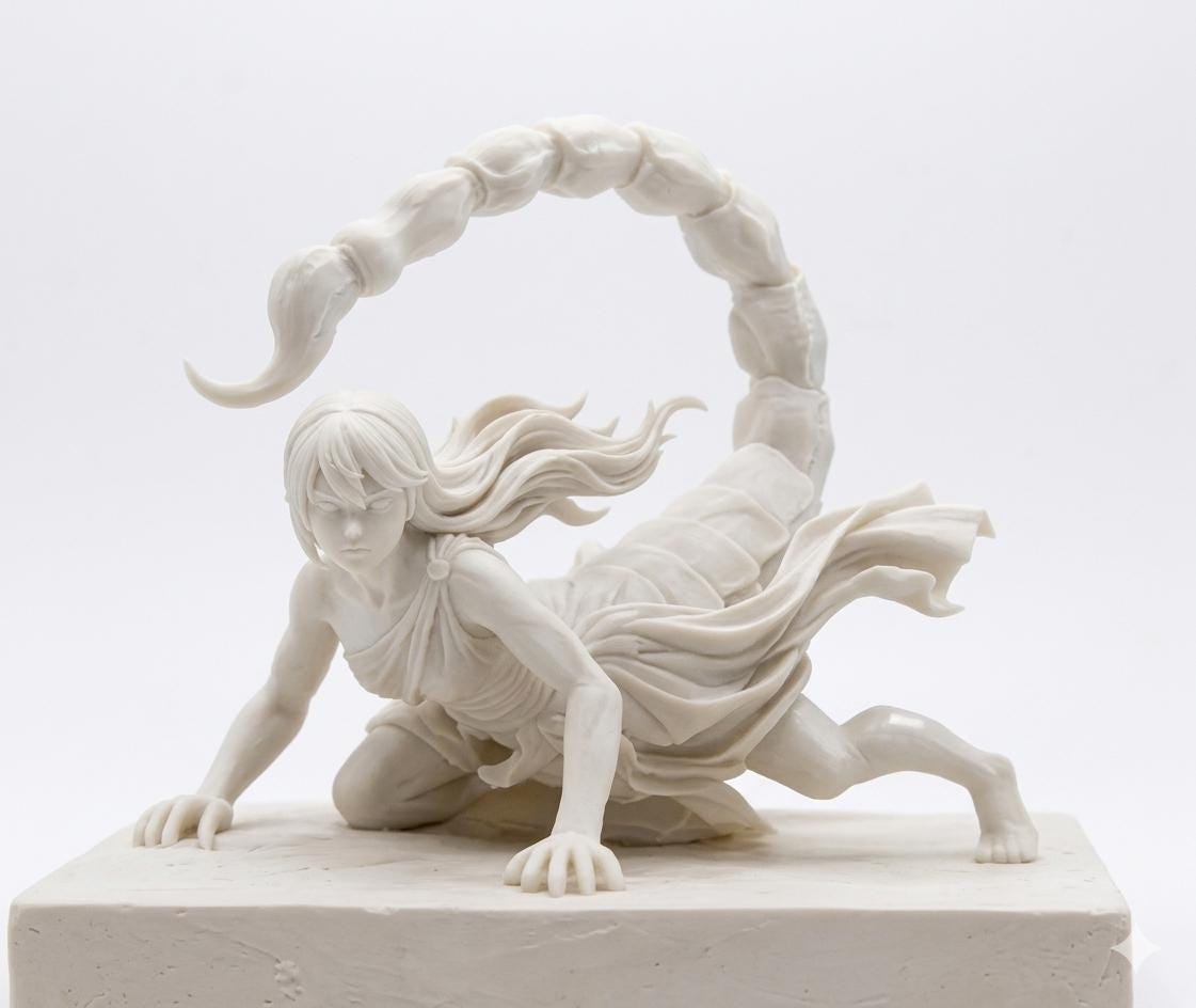 Scorpio Zodiac Sculpture, Mystical Figurine, Gothic Spiritual Art