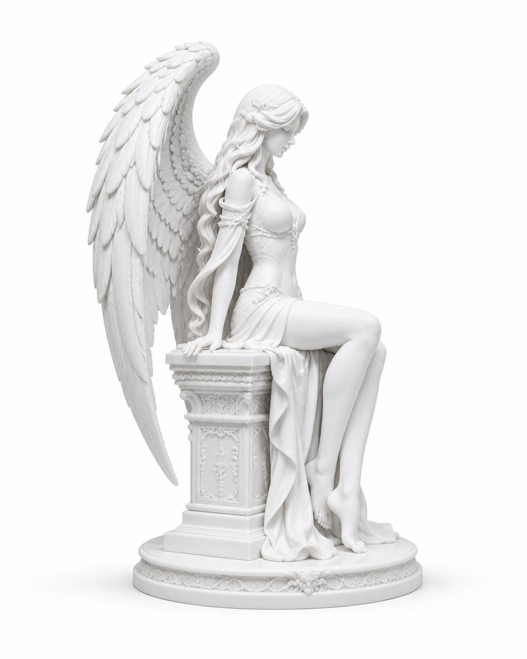 Guardian Archangel Statue, White Guardian Sculpture, Serene Wings Home Decor
