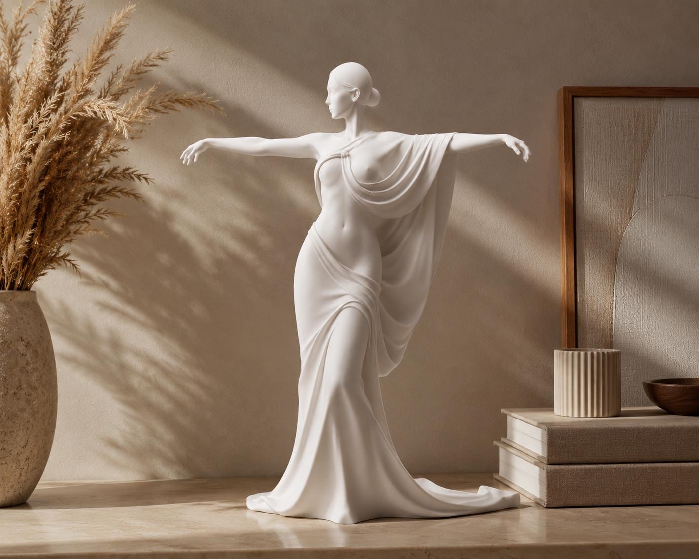 Abstract Goddess Statue, Minimalist Female Sculpture, Greek Inspired Decor