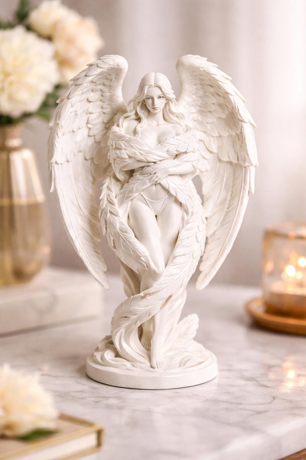Gothic Angel Statue, Dark Fantasy Sculpture