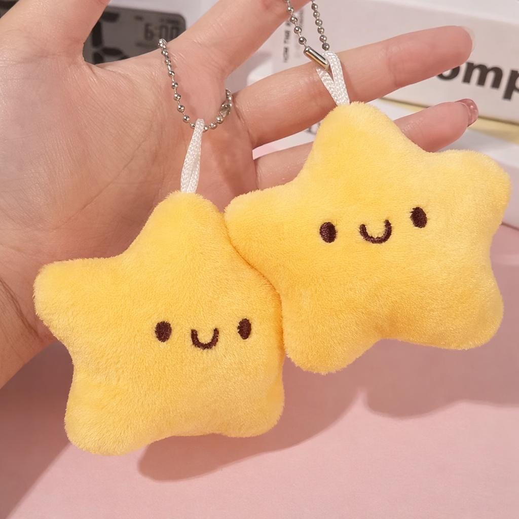Y2K Plush Yellow Star Keychain – Kawaii Star Bag Charm