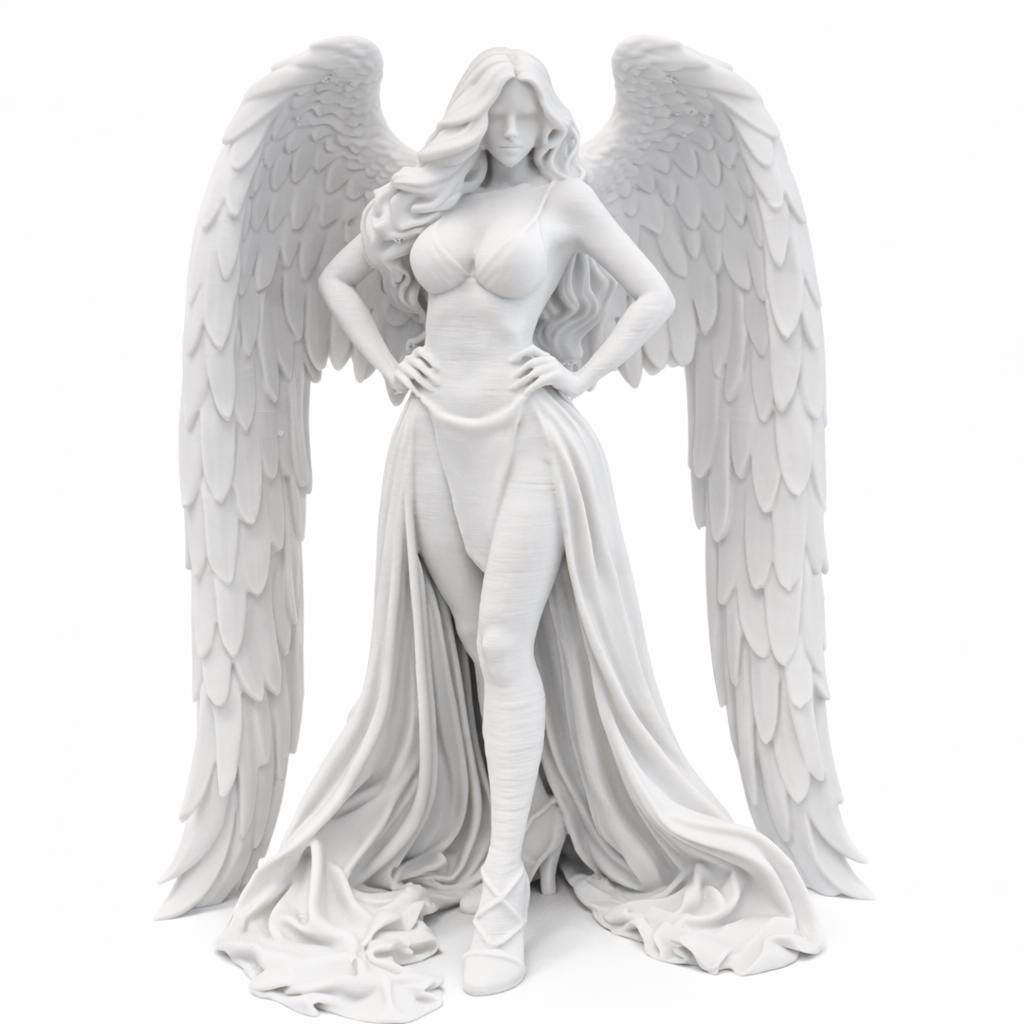 Celestial Seraphina Angel Statue, Gothic White Winged Sculpture, Elegant Home Decor — photo 3