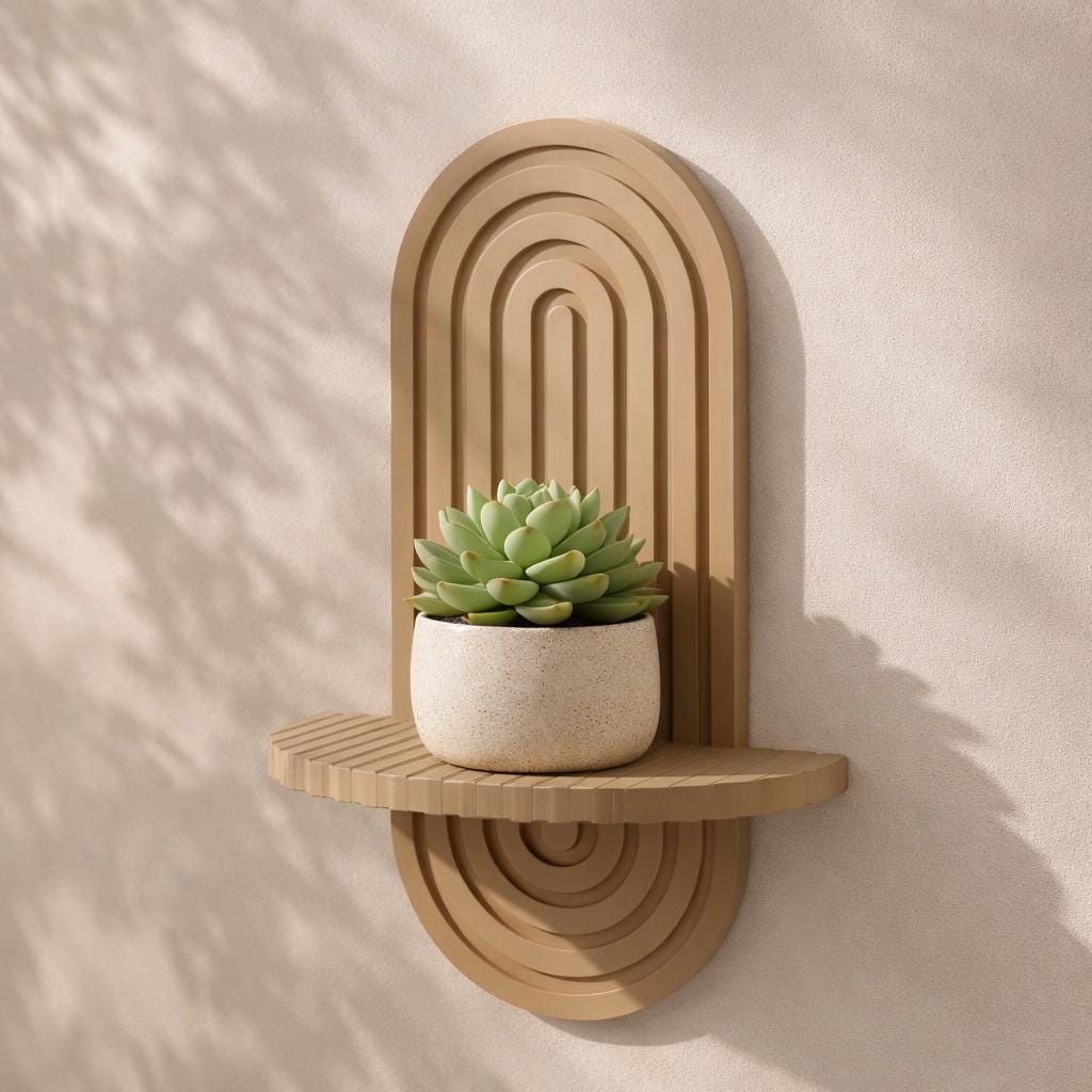 Arched Wall Shelf, Minimalist Boho Decor, Modern Plant Display, Neutral Home Accent — photo 2