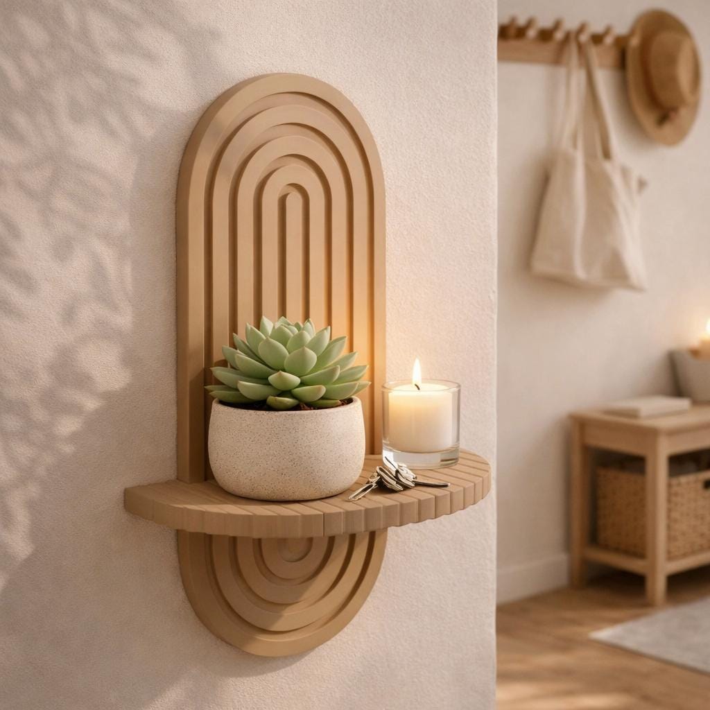Arched Wall Shelf, Minimalist Boho Decor, Modern Plant Display, Neutral Home Accent