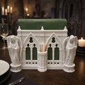Gothic Cathedral Napkin Holder with Angel Statues – Medieval Table Decor Accent
