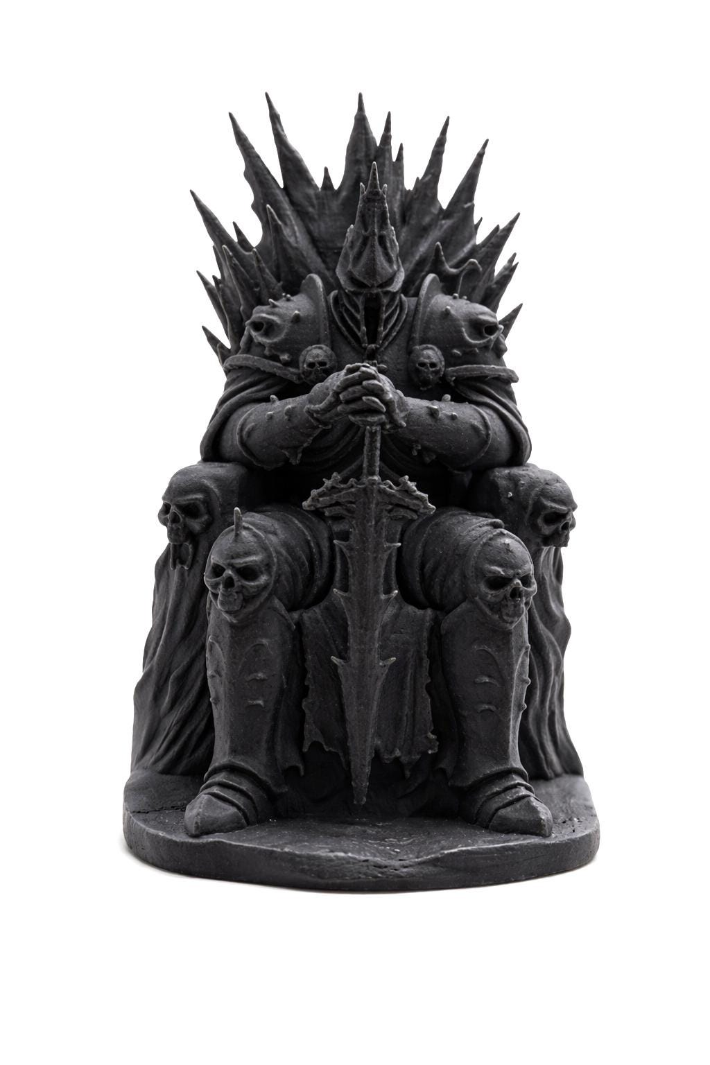 Black Lich King Statue, Dark Fantasy Skull Throne Figure, Game Collectible Decor — photo 3