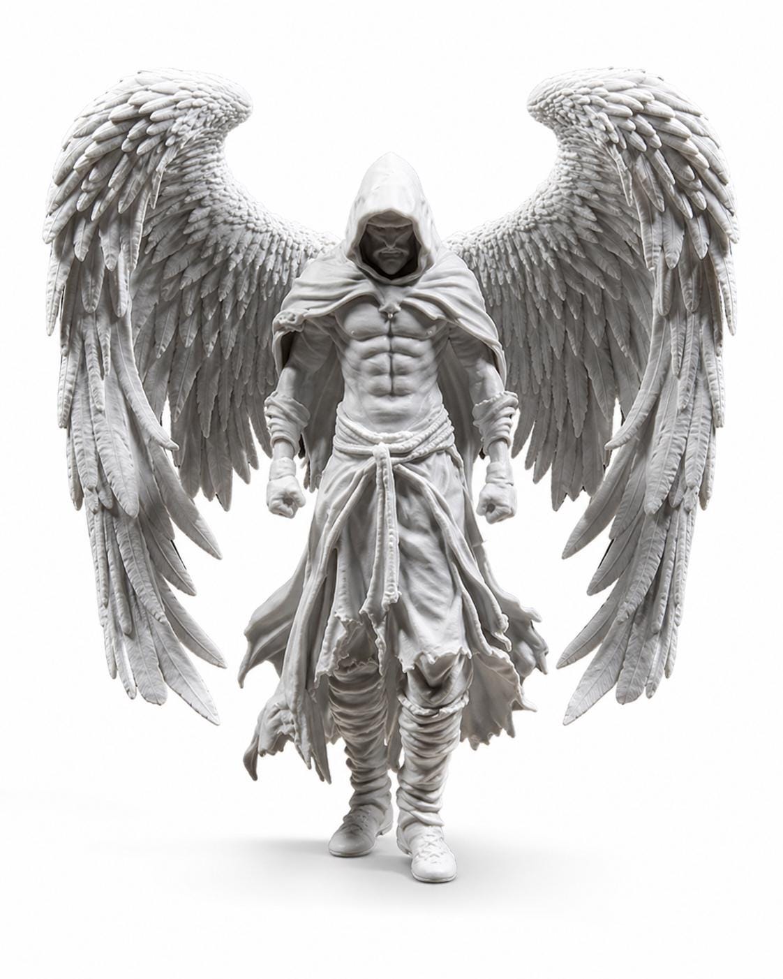 Dark Angel Statue, Hooded Winged Sculpture, Gothic Fantasy Decor — photo 4