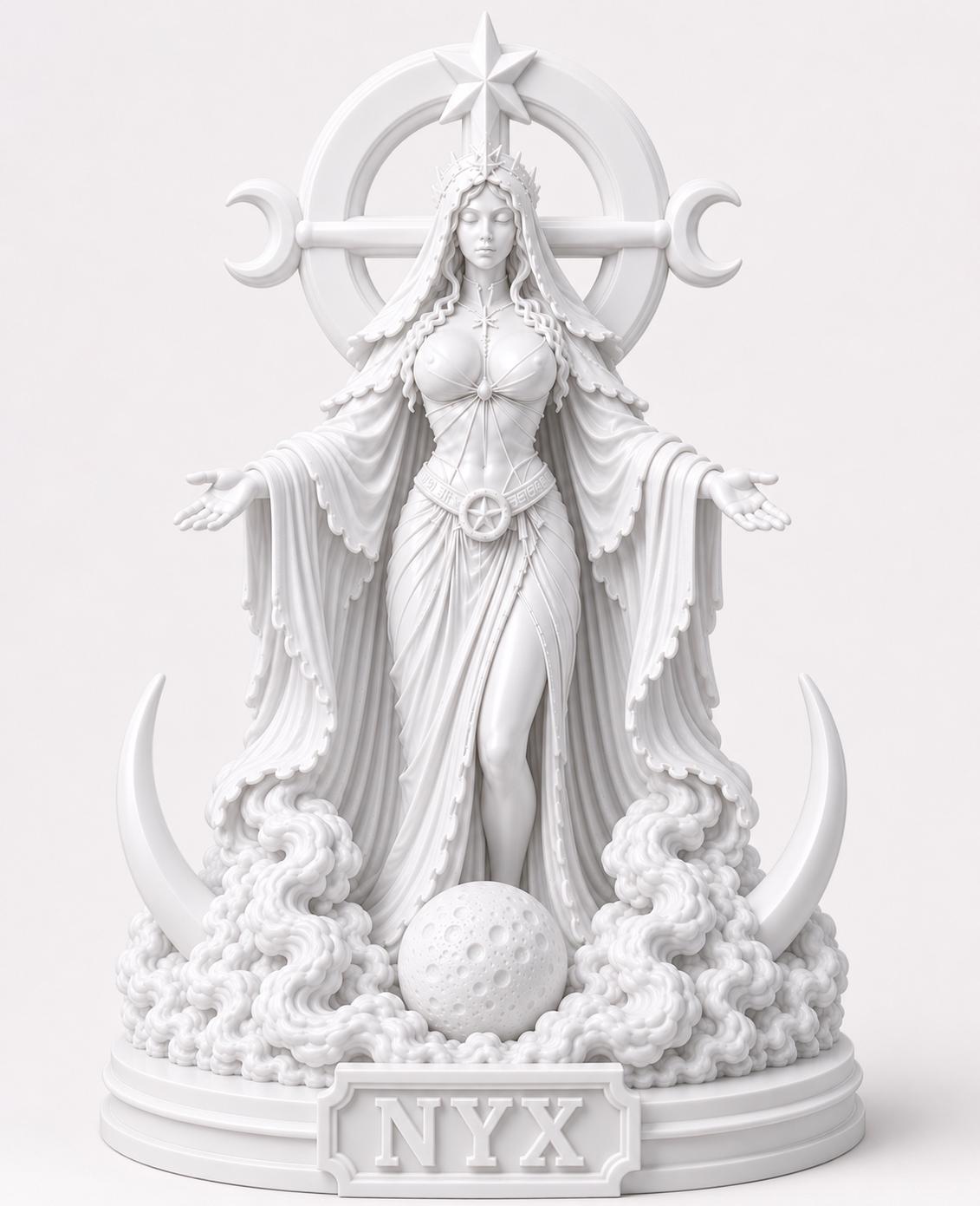 Nyx Goddess Statue, Greek Mythology Night Decor, Gothic Altar Figurine, Witchy Moon Sculpture — photo 3