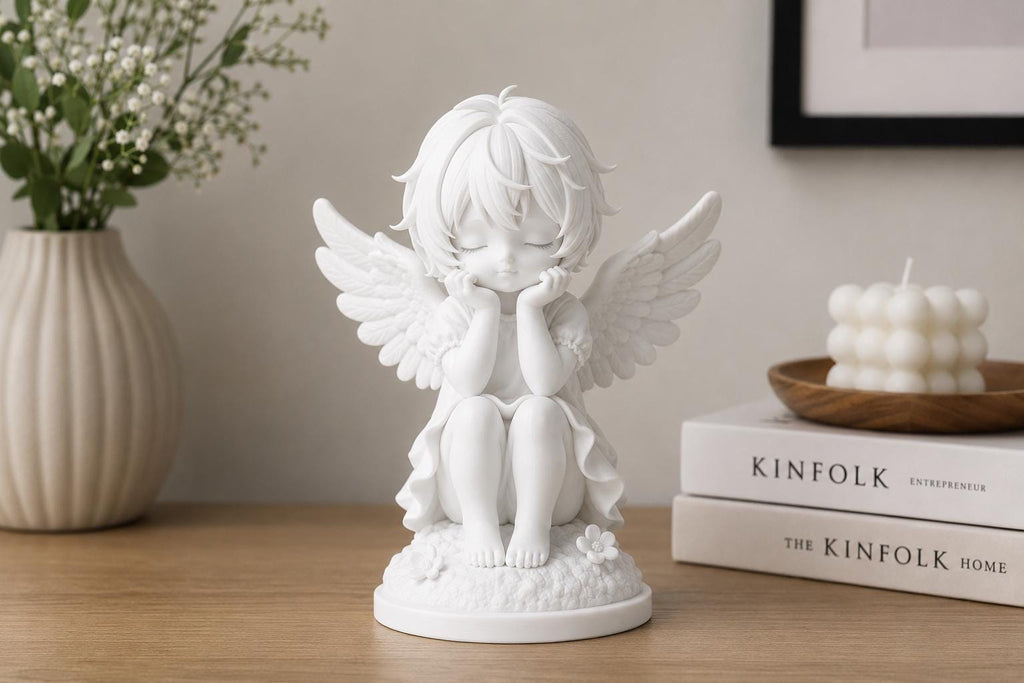 Angel Figurine, Comfort Decor Statue, Kawaii Guardian Angel Shelf Piece — photo 2