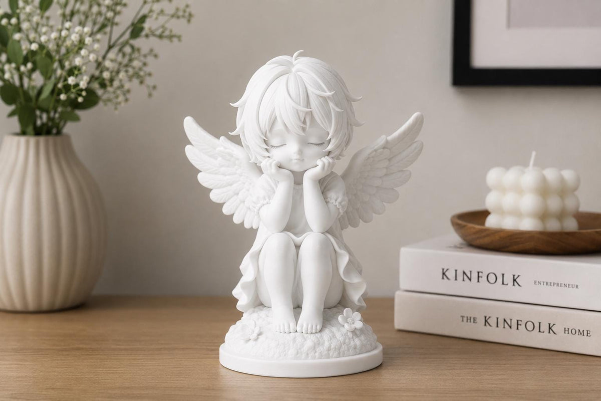 Angel Figurine, Comfort Decor Statue, Kawaii Guardian Angel Shelf Piece — photo 2