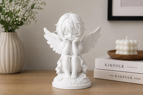 Angel Figurine, Comfort Decor Statue, Kawaii Guardian Angel Shelf Piece — photo 2