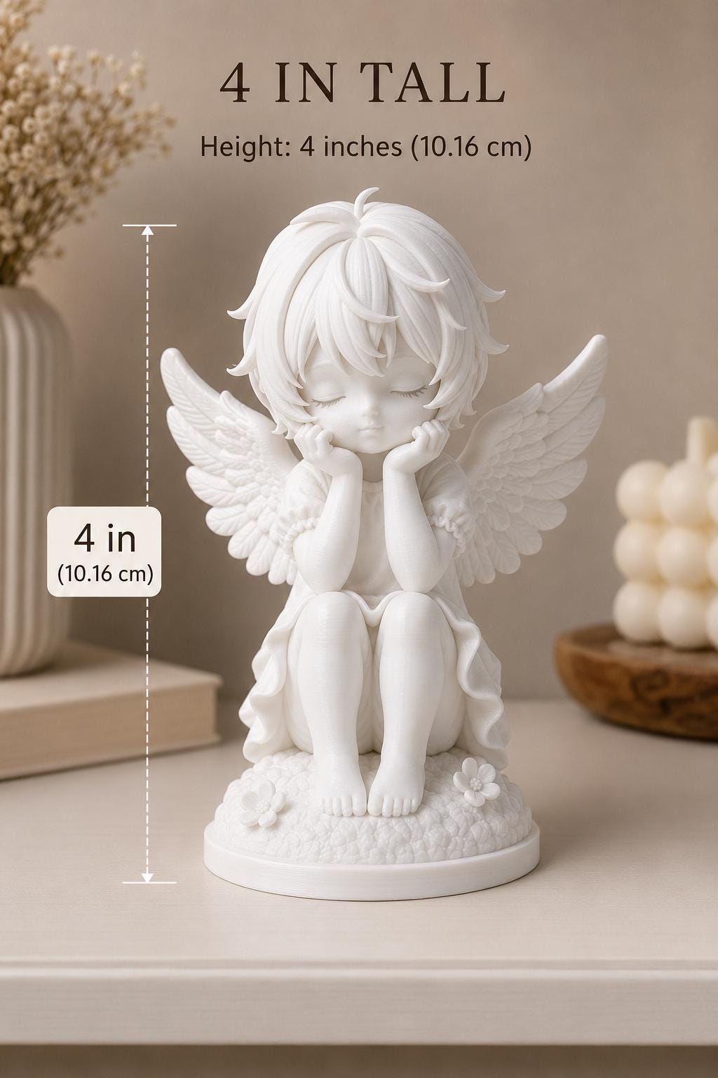 Angel Figurine, Comfort Decor Statue, Kawaii Guardian Angel Shelf Piece — photo 3