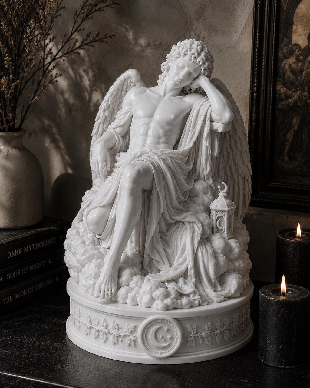 Hypnos Greek God Sculpture, Sleeping Angel, Dark Academia Mythology Figure — photo 2