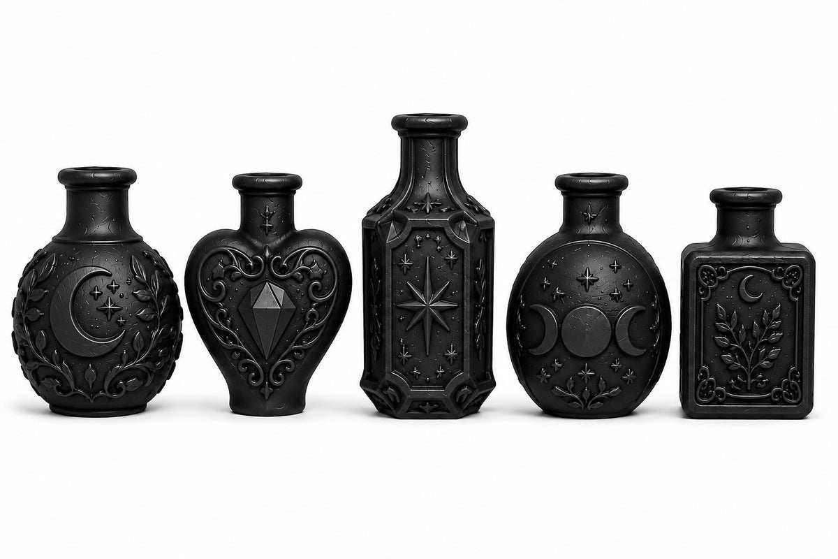 Gothic Potion Bottle Decor Set, Witchy Shelf, Dark Academia, Altar, Mini Flask — photo 5