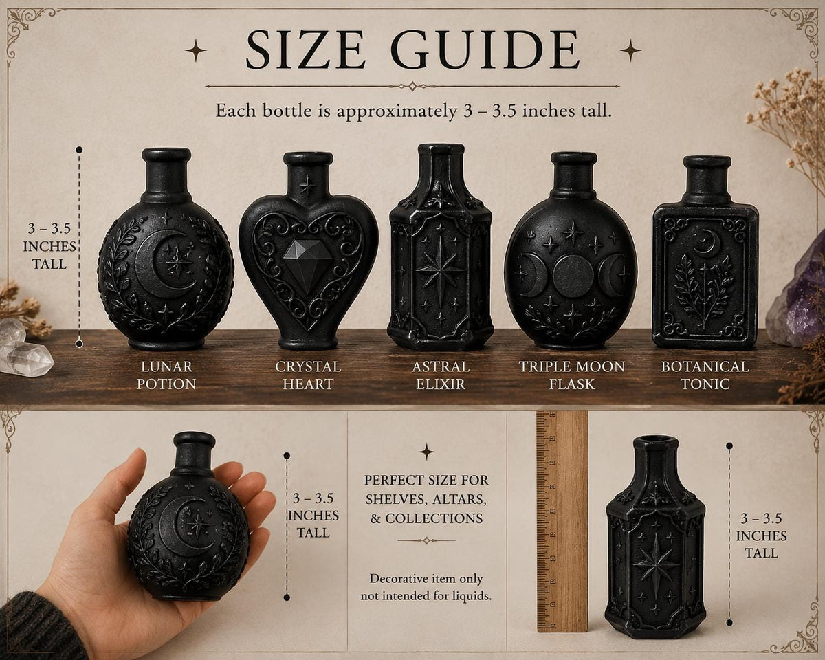 Gothic Potion Bottle Decor Set, Witchy Shelf, Dark Academia, Altar, Mini Flask — photo 4