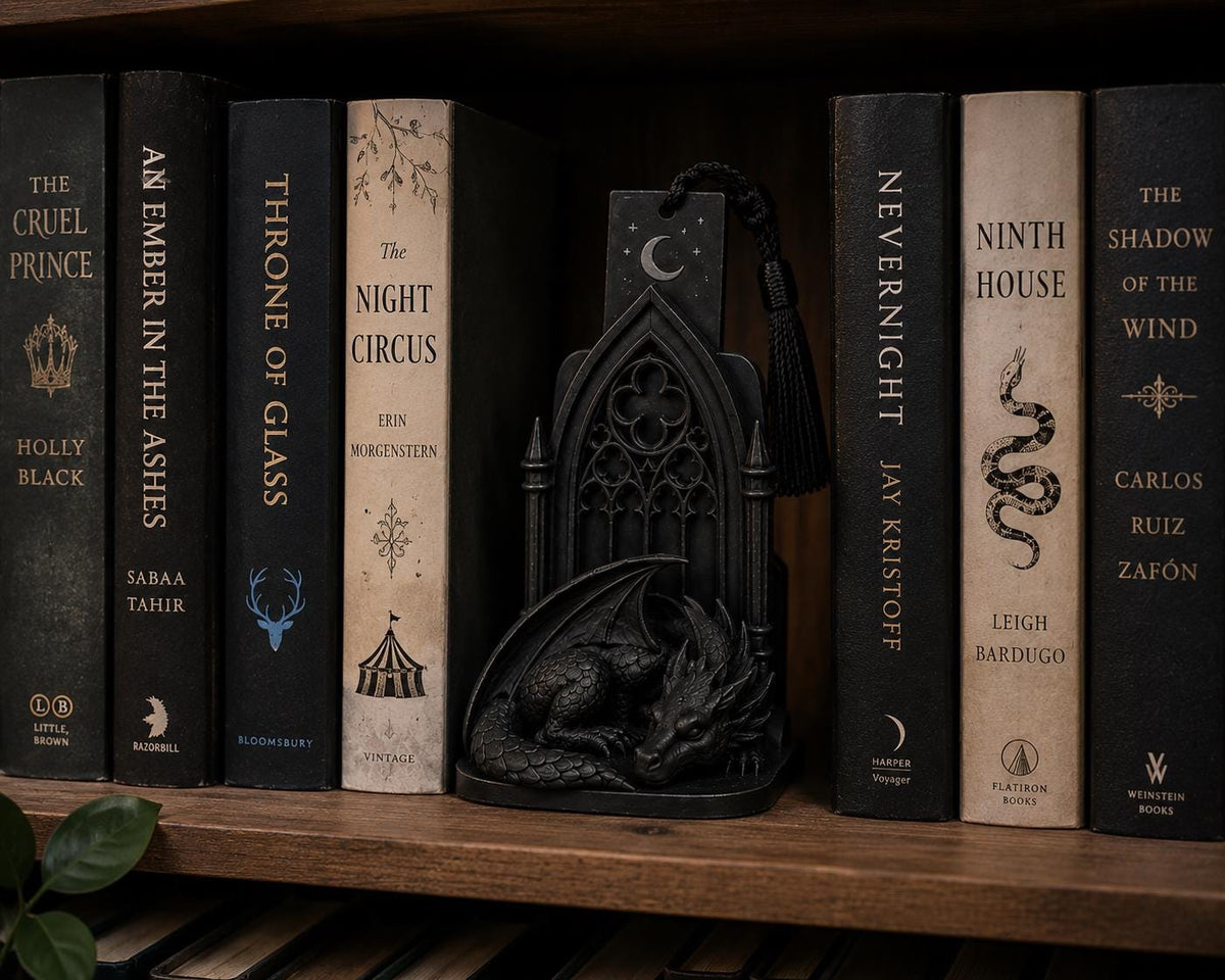 Gothic Dragon Bookmark Holder, Dark Academia Bookshelf Decor, Fantasy Reader Accessory — photo 3