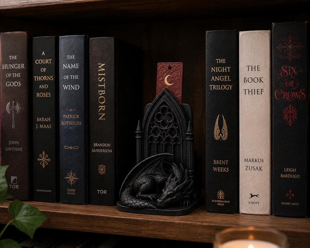 Gothic Dragon Bookmark Holder, Dark Academia Bookshelf Decor, Fantasy Reader Accessory — photo 2