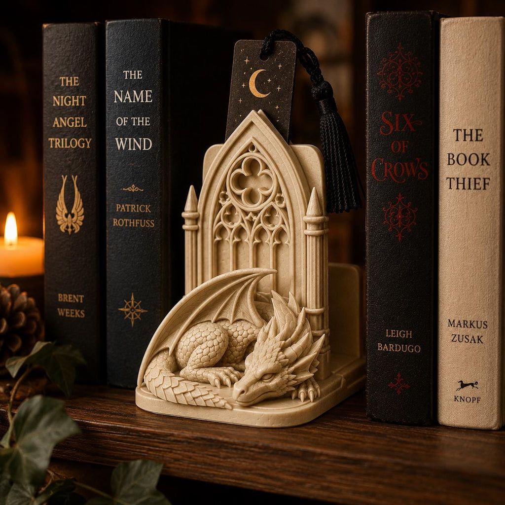 Gothic Dragon Bookmark Holder, Dark Academia Bookshelf Decor, Fantasy Reader Accessory