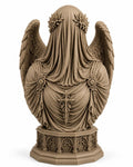 Veiled Angel Bust Sculpture, Red Gothic Decor, Dark Fantasy Art, Fallen Angel Statue — photo 6