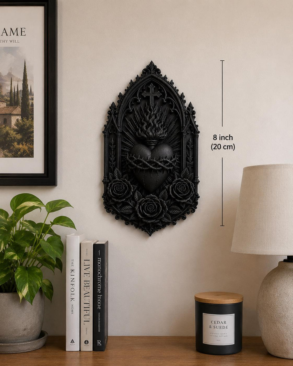Gothic Sacred Heart Wall Plaque, Ornate Cathedral Frame, Dark Romantic Decor — photo 4