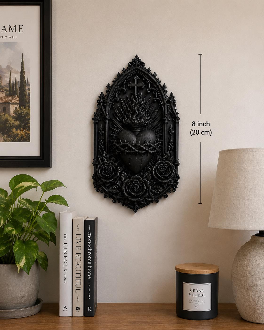 Gothic Sacred Heart Wall Plaque, Ornate Cathedral Frame, Dark Romantic Decor — photo 4