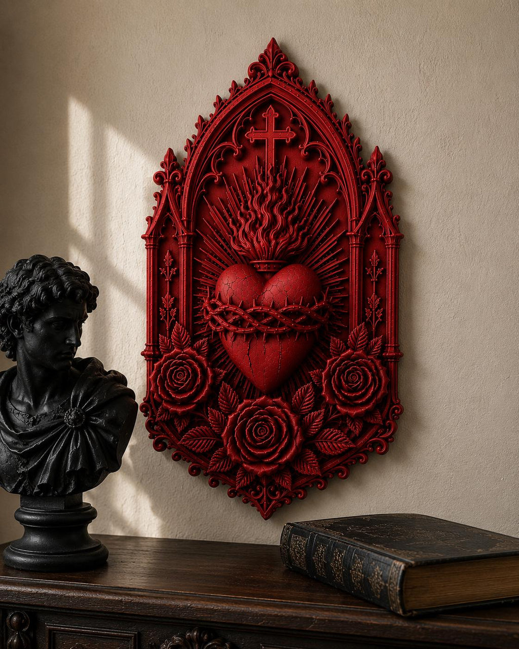 Gothic Sacred Heart Wall Plaque, Ornate Cathedral Frame, Dark Romantic Decor — photo 2