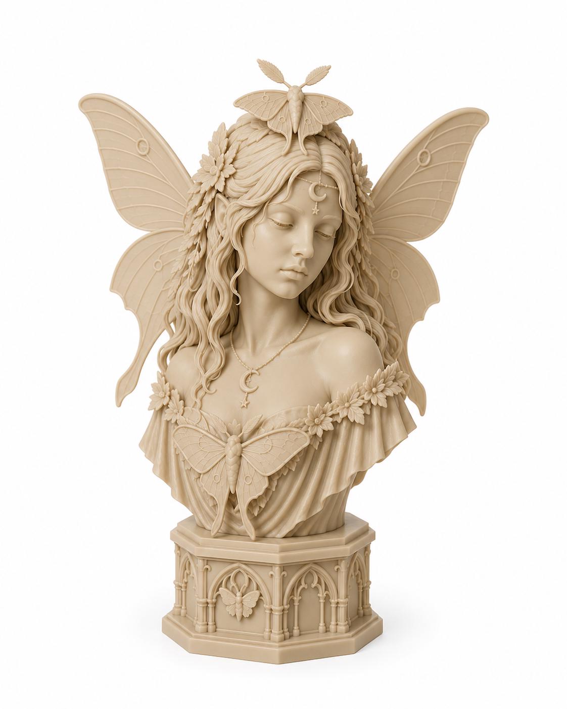 Luna Moth Fairy Bust, Gothic Fantasy Sculpture, Witchy Woodland Decor — photo 5