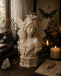 Luna Moth Fairy Bust, Gothic Fantasy Sculpture, Witchy Woodland Decor