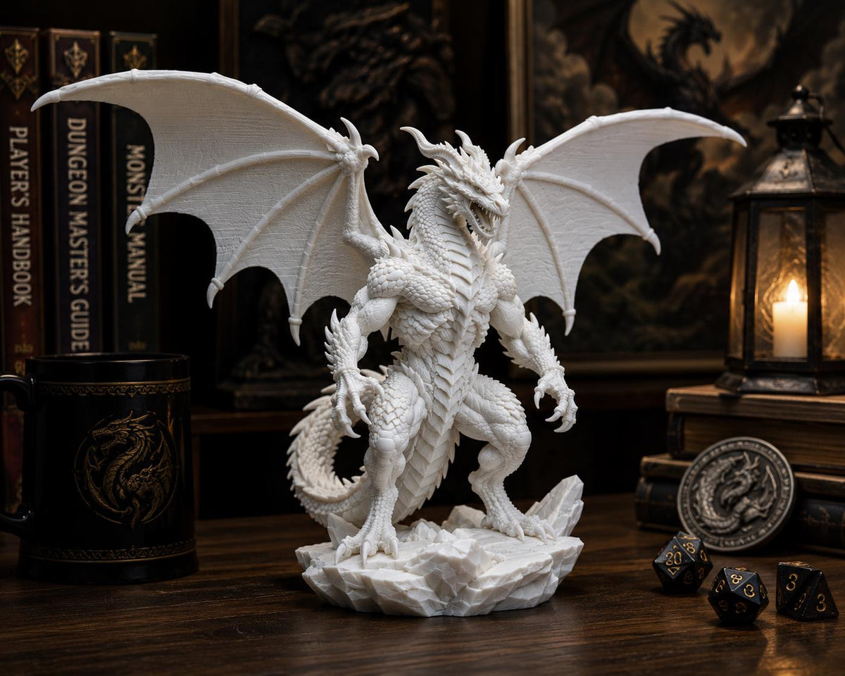 Dragon Statue, Fantasy Gothic Mythical Creature Sculpture