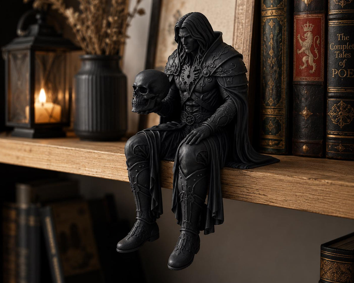 Vampire Lord Shelf Sitter Statue, Gothic Skull Figurine, Dark Fantasy Decor, Dark Academia Gift — photo 2