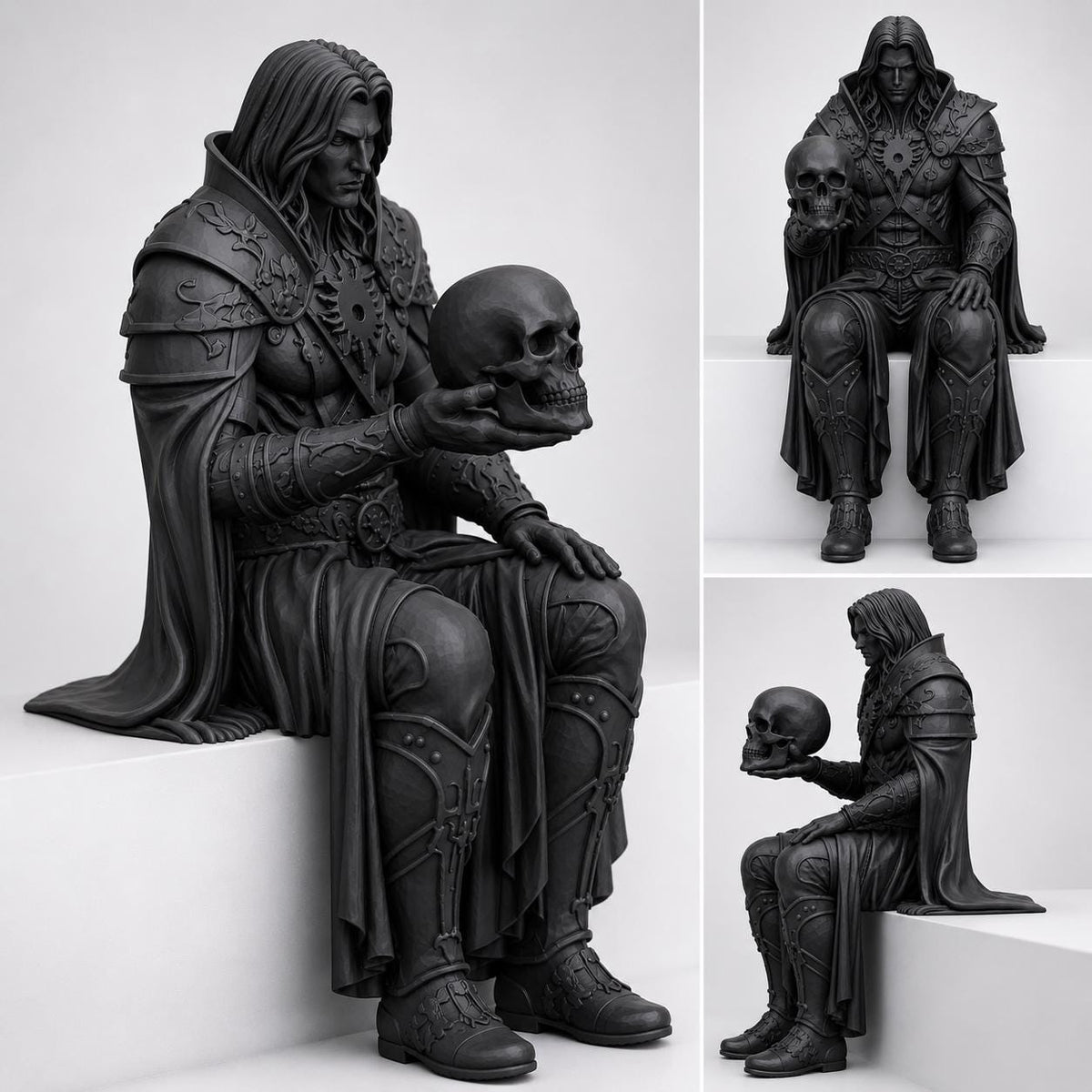 Vampire Lord Shelf Sitter Statue, Gothic Skull Figurine, Dark Fantasy Decor, Dark Academia Gift — photo 3