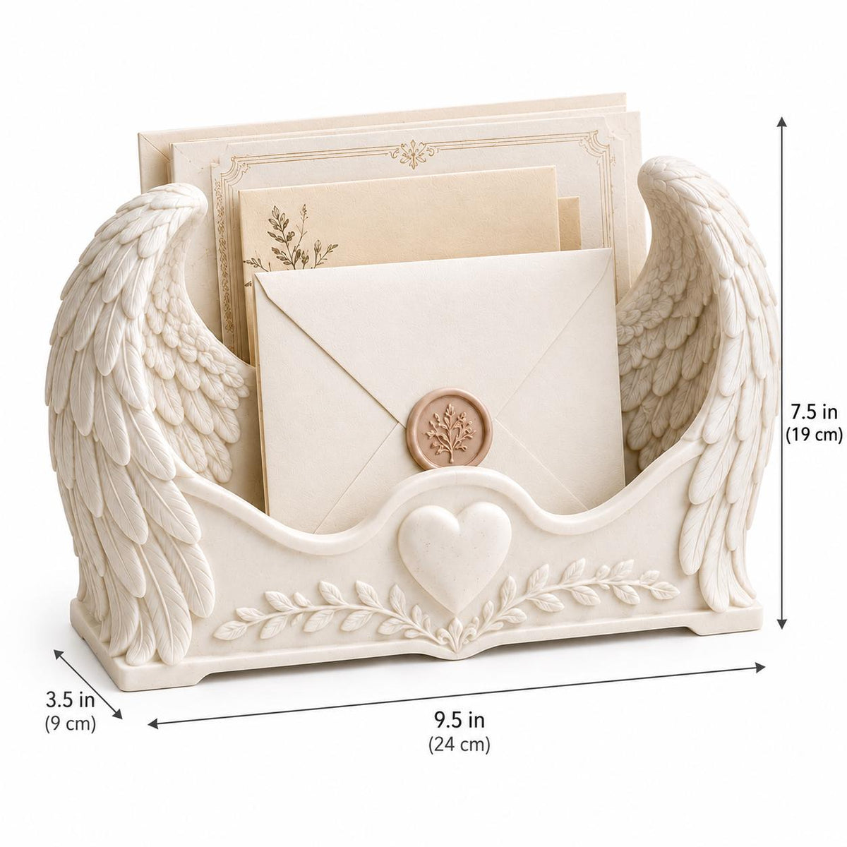 Angel Wing Mail Organizer, Cottagecore Desk Holder, Farmhouse Entryway Sorter — photo 4