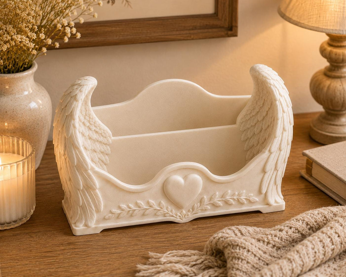 Angel Wing Mail Organizer, Cottagecore Desk Holder, Farmhouse Entryway Sorter — photo 5