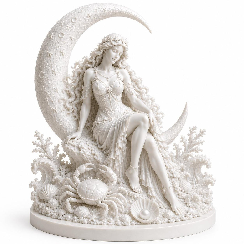 Cancer Zodiac Goddess Statue, Celestial Astrology Decor, Witchy Shelf Accent, Moon Altar Gift — photo 3
