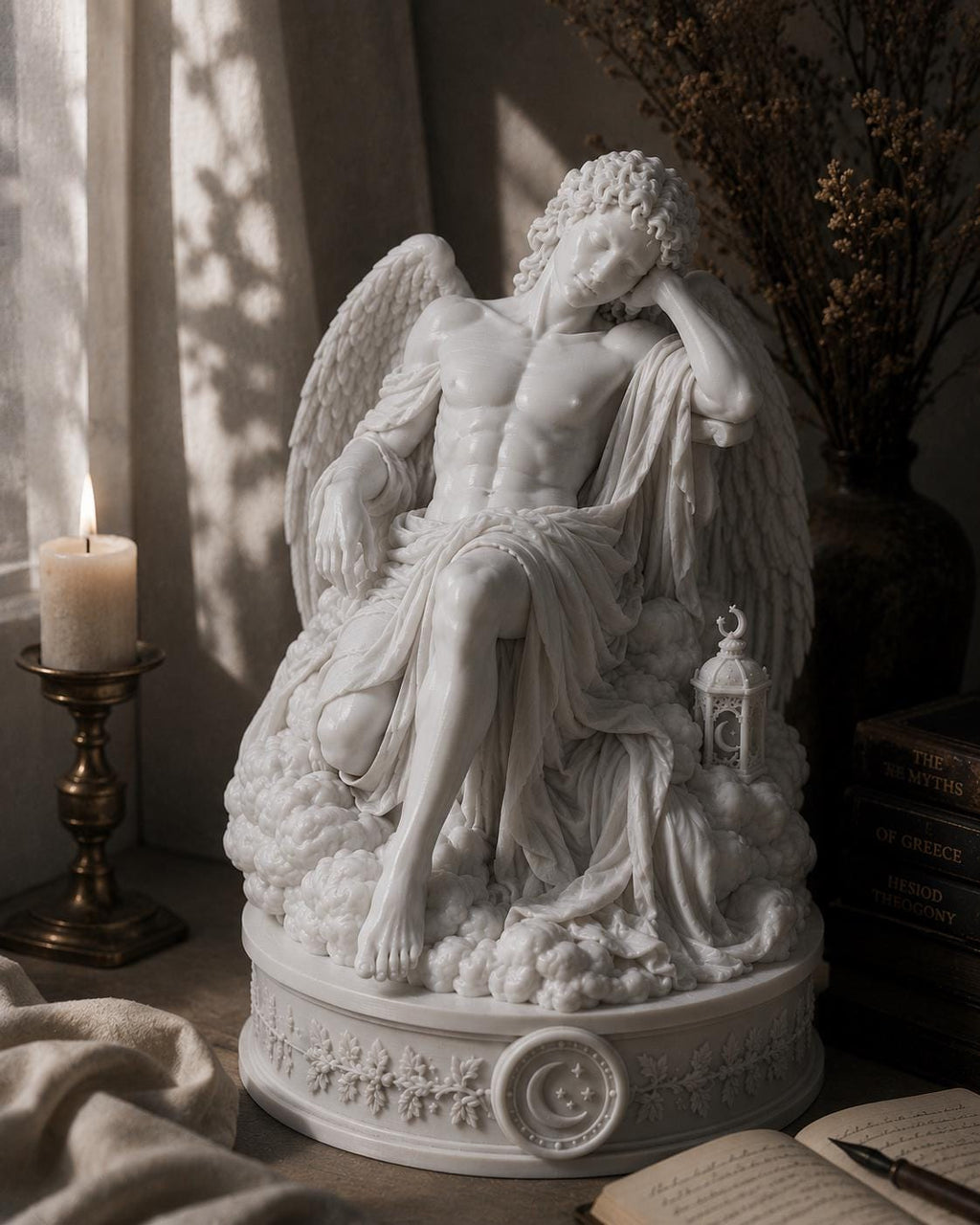 Hypnos Greek God Sculpture, Sleeping Angel, Dark Academia Mythology Figure — photo 4