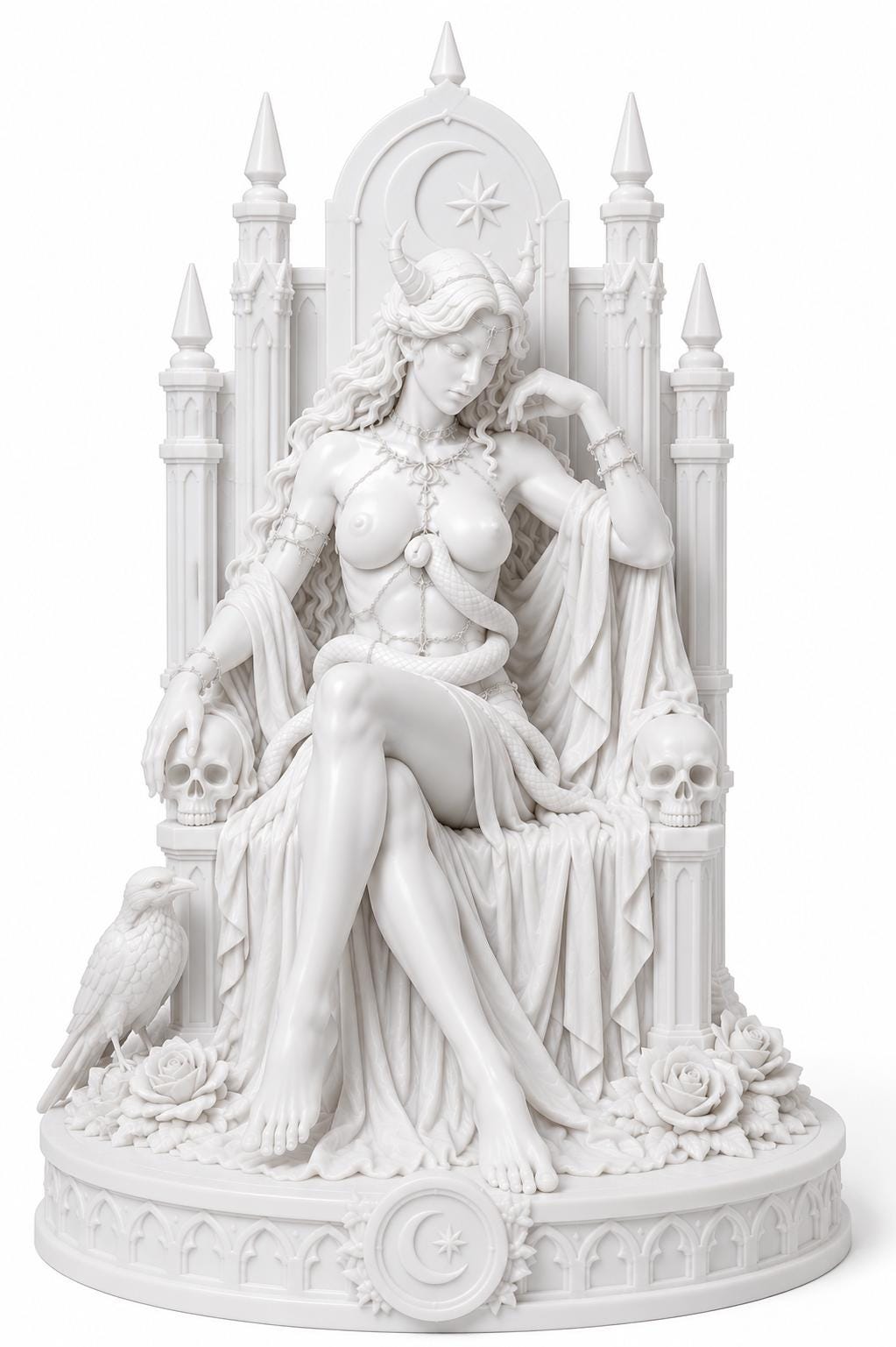 Lilith Statue on Throne – Gothic Goddess Altar Decor — photo 3