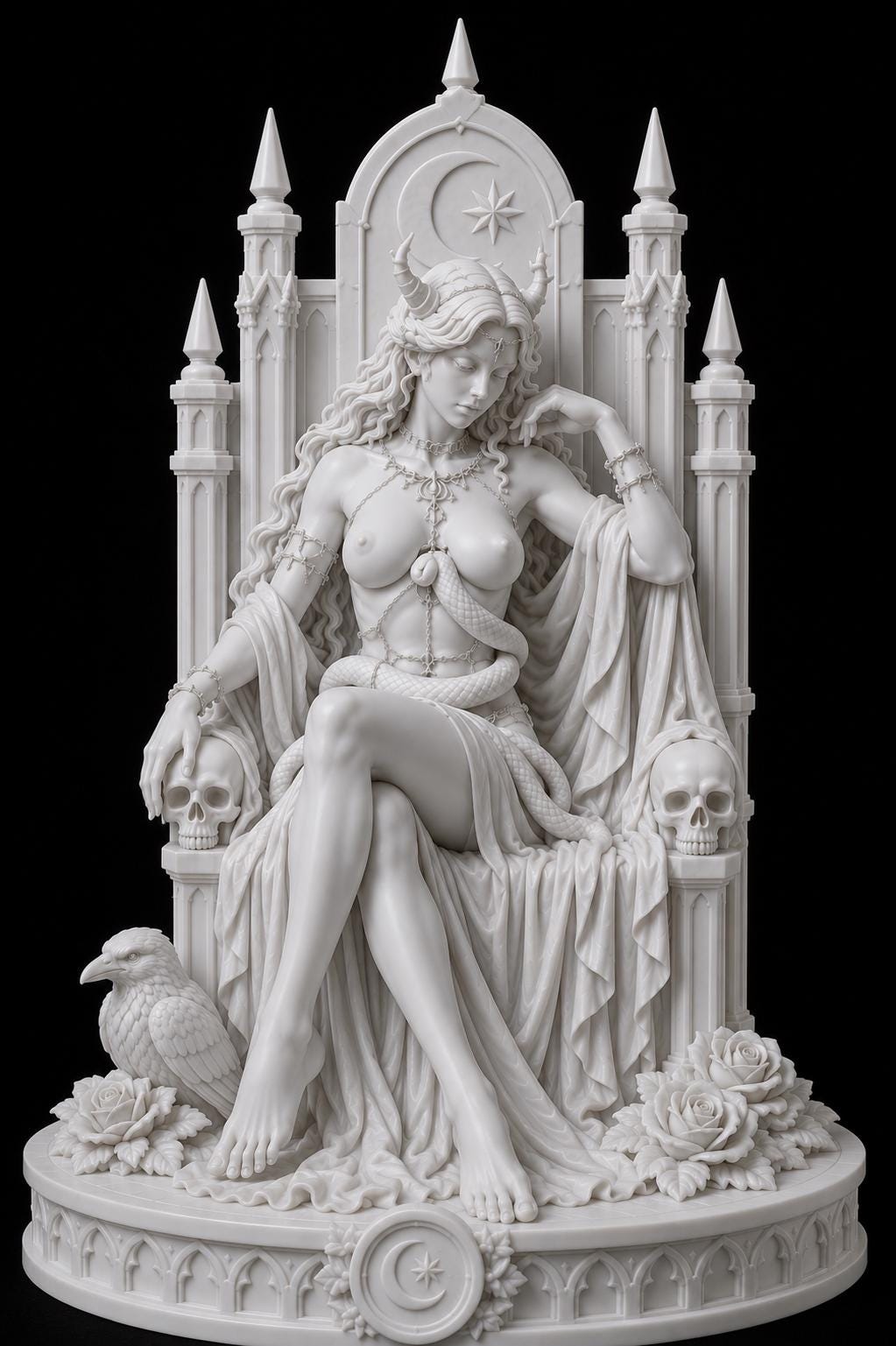 Lilith Statue on Throne – Gothic Goddess Altar Decor — photo 2