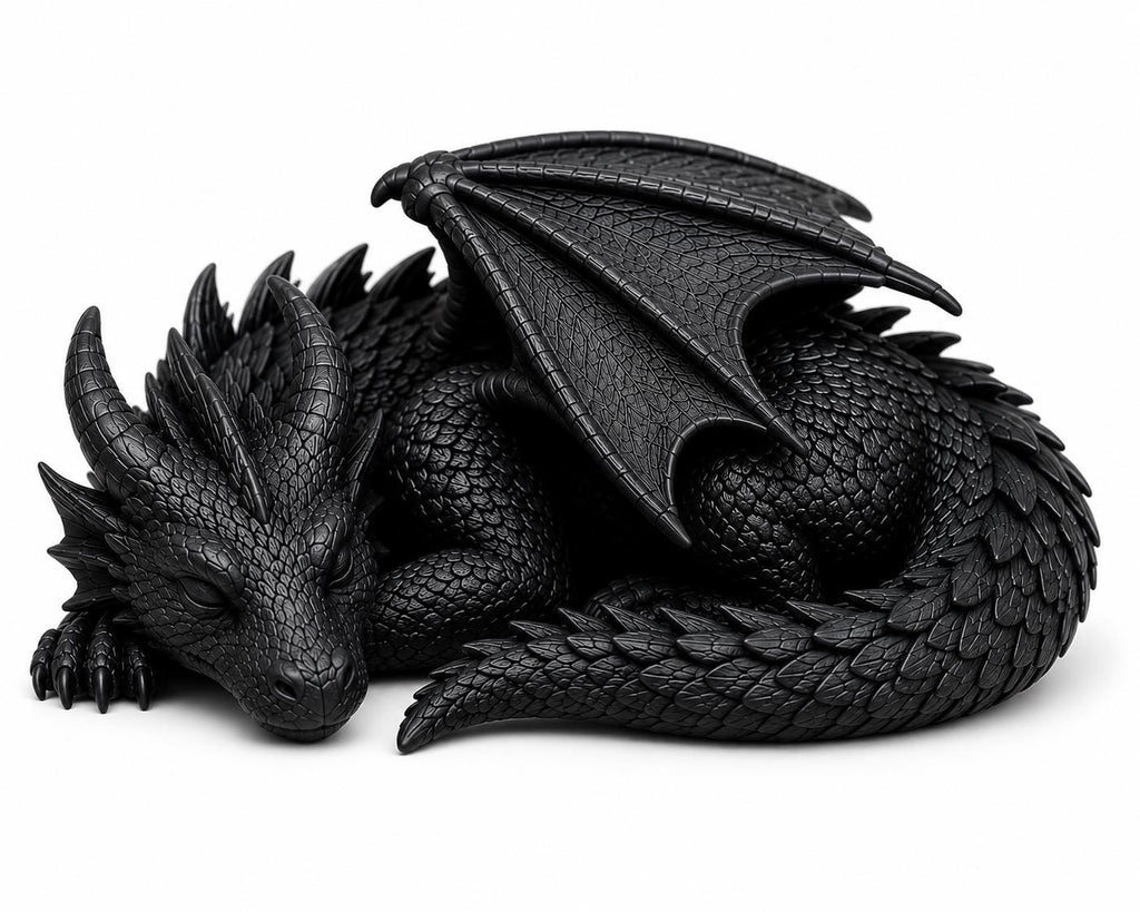 Sleeping Dragon Statue – Curled Fantasy Bookshelf Decor — photo 4