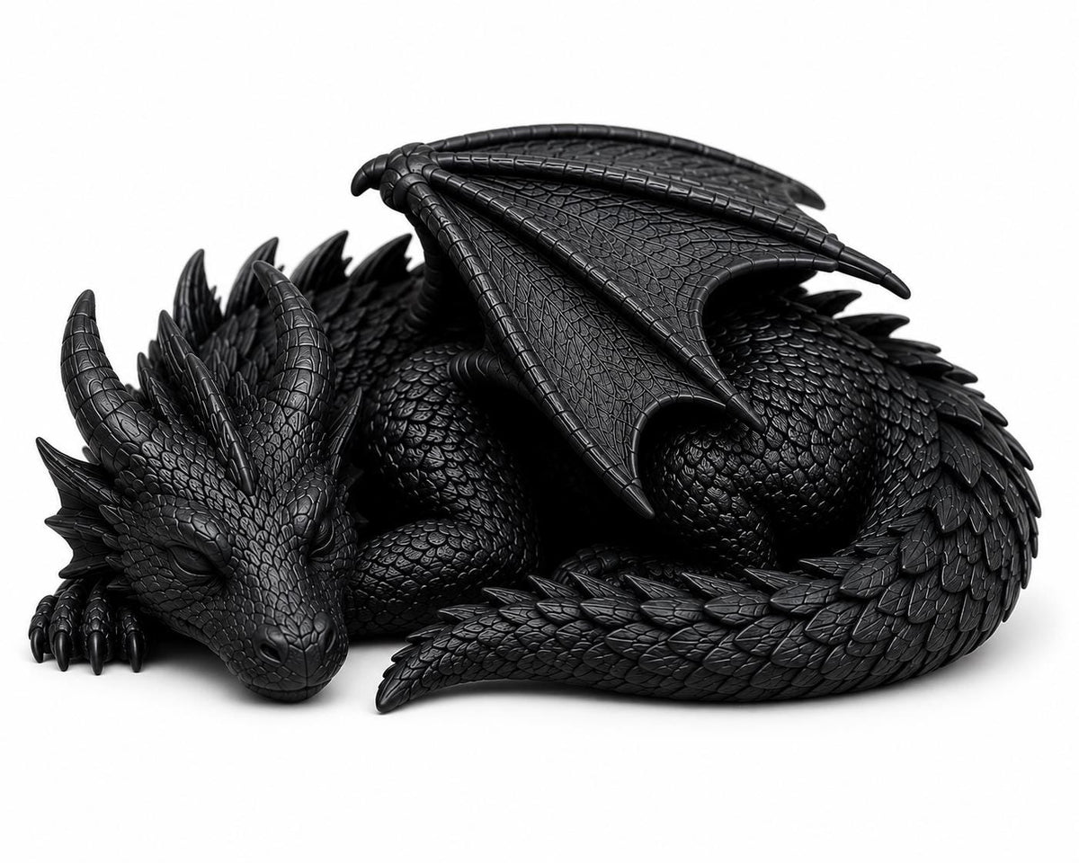 Sleeping Dragon Statue – Curled Fantasy Bookshelf Decor — photo 4