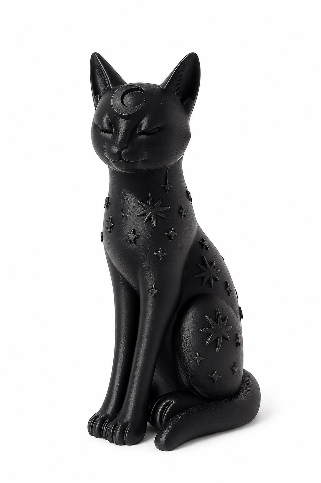 Celestial Black Cat Statue, Moon Star Figurine, Witchy Shelf Decor — photo 3
