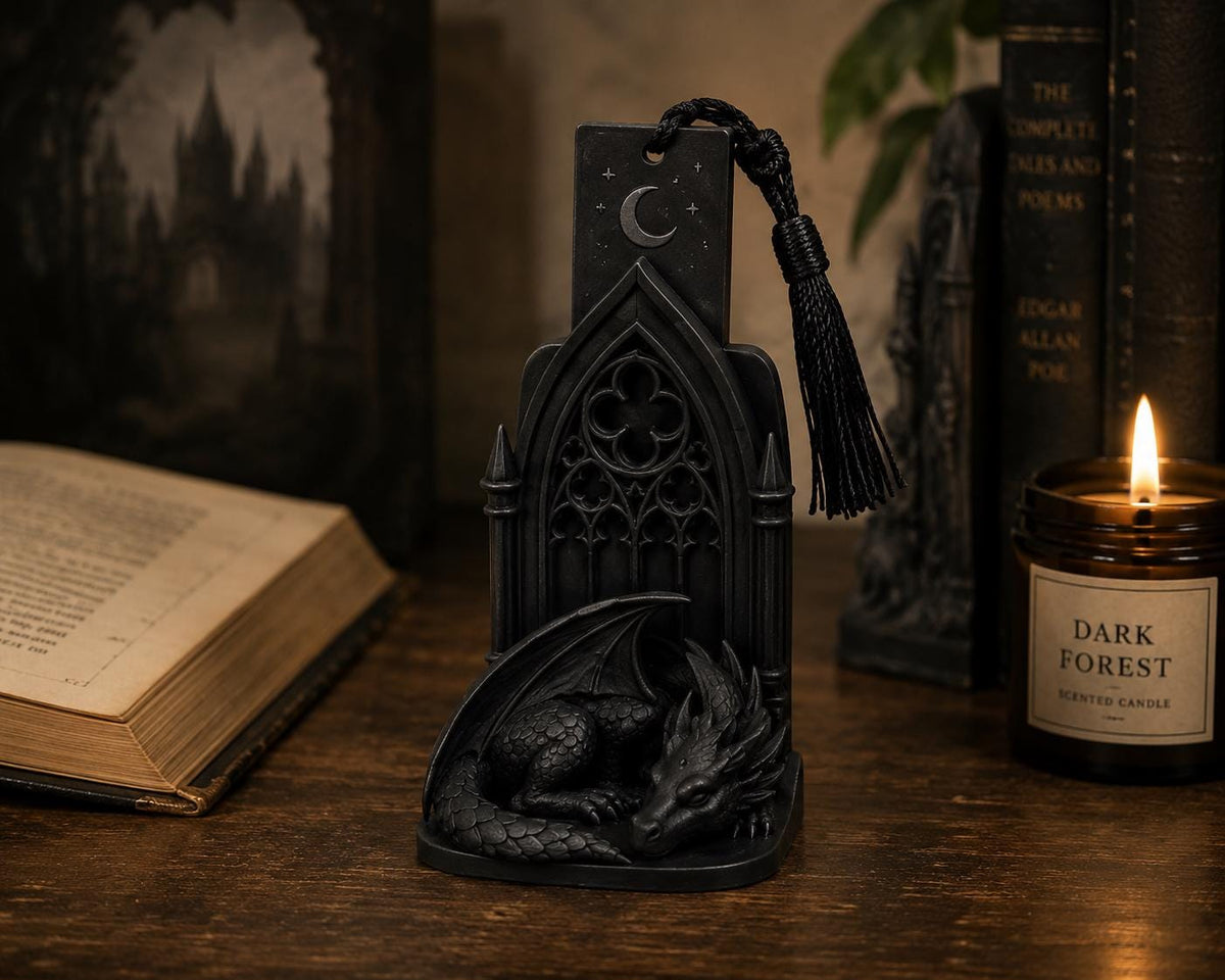 Gothic Dragon Bookmark Holder, Dark Academia Bookshelf Decor, Fantasy Reader Accessory — photo 4