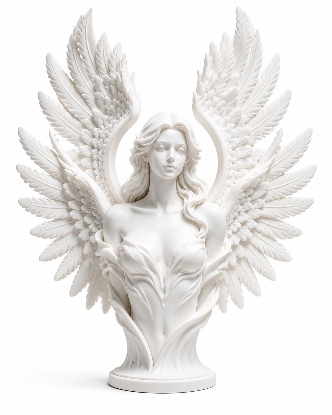 White Angel Bust Statue, Winged Sculpture, Elegant Shelf Decor, Celestial Home Accent — photo 3