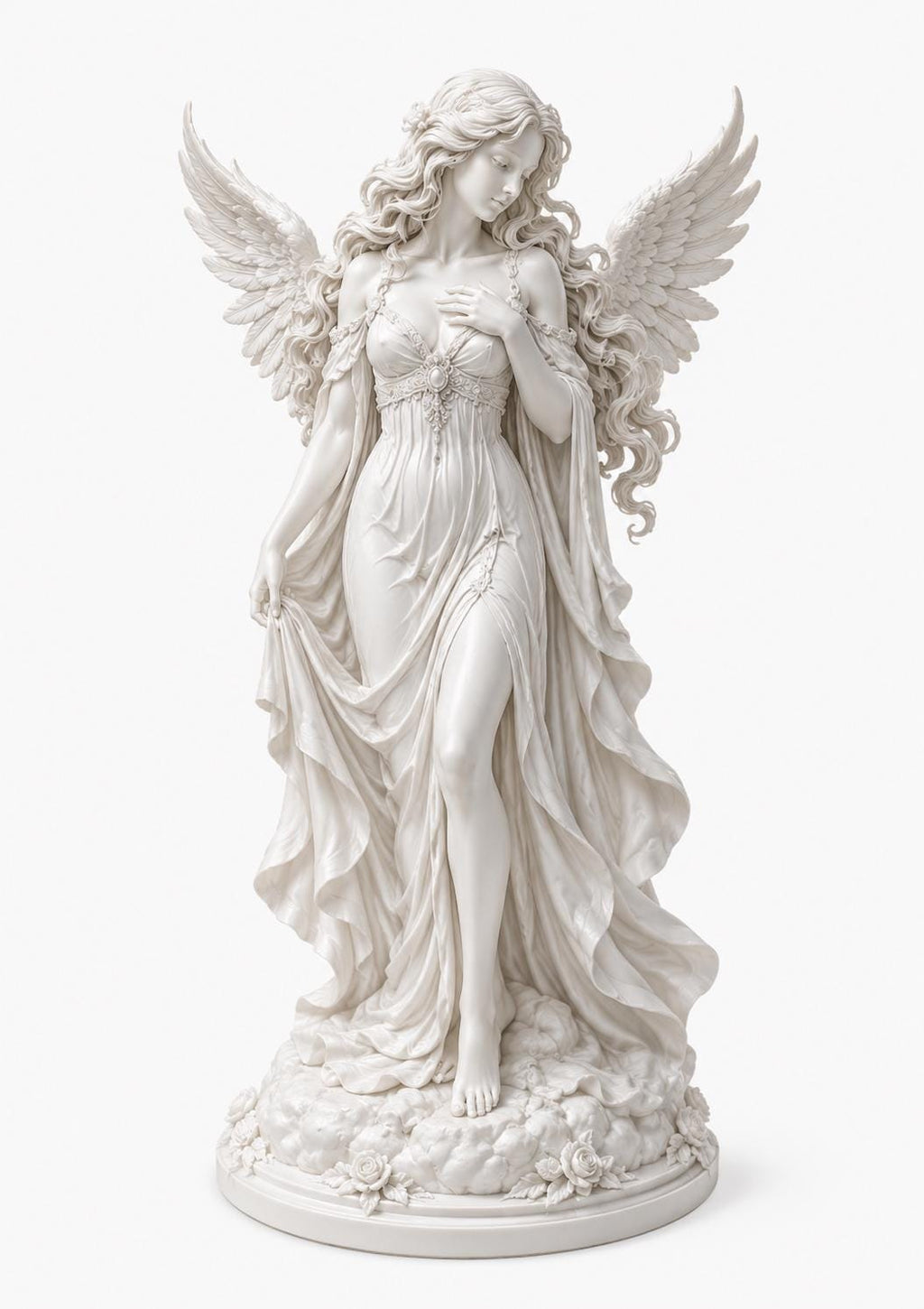 Celestial Angel Statue, Angel Figurine Decor, Moon Accent, Memorial Sympathy Gift — photo 5