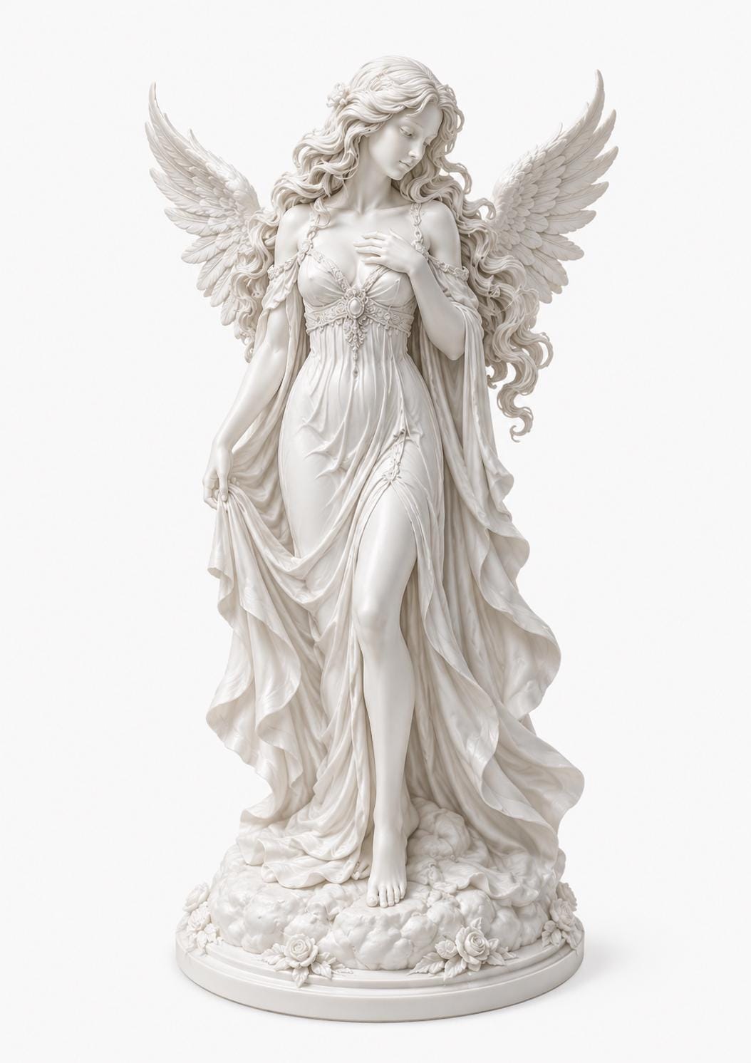 Celestial Angel Statue, Angel Figurine Decor, Moon Accent, Memorial Sympathy Gift — photo 5